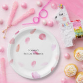 Romantic Pink Peach Rose Petals Bridal Shower ペーパープレート (パーティー)