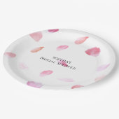 Romantic Pink Peach Rose Petals Bridal Shower ペーパープレート (アングル)