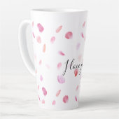 Romantic Pink Peach Rose Petals Floral カフェラテマグ (左アングル)