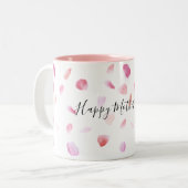 Romantic Pink Peach Rose Petals Floral ツートーンマグカップ (正面左)