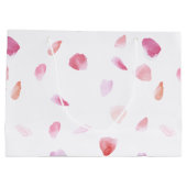 Romantic Pink Peach Rose Petals Floral ラージペーパーバッグ (裏面)