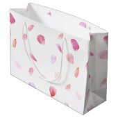 Romantic Pink Peach Rose Petals Floral ラージペーパーバッグ (裏面アングル)