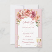 Romantic Pink Pearls & Prosecco Bridal Shower サンキューカード (正面)