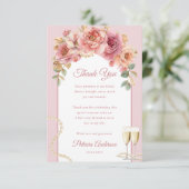 Romantic Pink Pearls & Prosecco Bridal Shower サンキューカード (スタンド正面)