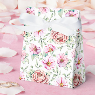 Romantic Pink Peony Watercolor Gift Box | Elegant フェイバーボックス