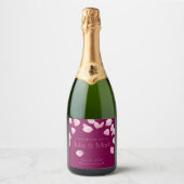 Romantic Pink Petals Custom Champagne Label スパークリングワインラベル (正面)