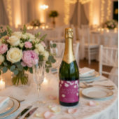 Romantic Pink Petals Custom Champagne Label スパークリングワインラベル