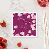 Romantic Pink Petals Save the Date Wedding スタンダードカクテルナプキン (インサイチュ)