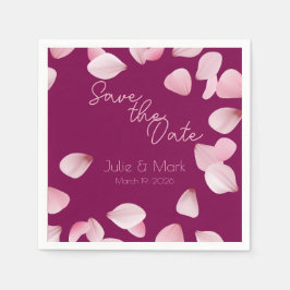 Romantic Pink Petals Save the Date Wedding  スタンダードカクテルナプキン