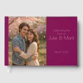 Romantic Pink Petals Wedding Guest Book ゲストブック (正面)