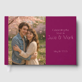 Romantic Pink Petals Wedding Guest Book ゲストブック