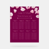 Romantic Pink Petals Wedding Seating Chart アクリルサイン (正面)