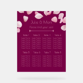 Romantic Pink Petals Wedding Seating Chart アクリルサイン