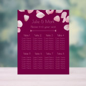 Romantic Pink Petals Wedding Seating Chart アクリルサイン (ニュートラル)