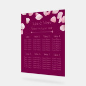 Romantic Pink Petals Wedding Seating Chart アクリルサイン (傾斜)