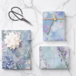 Romantic Pink Purple Floral Wedding ラッピングペーパーシート<br><div class="desc">Romantic Pink Purple Floral Wedding Bridal Shower</div>