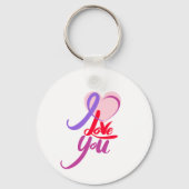 Romantic Pink Purple Heart Valentine's Day キーホルダー (正面)