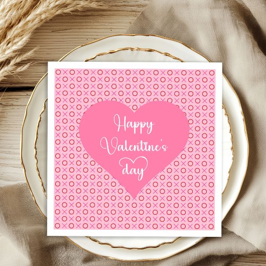 Romantic Pink Red Hearts Valentine Table Decor   スタンダードカクテルナプキン