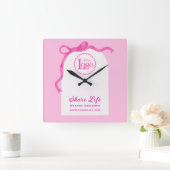 Romantic Pink Ribbon Wedding Organizer Business スクエア壁時計 (ホーム)