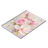 Romantic Pink Rose and Manoglias, painting style  ノートブック (左側)