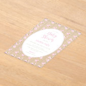Romantic Pink Rose Baby Shower  アクリル招待状 (レイダウン)