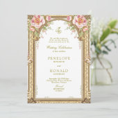 Romantic Pink Rose Gold Wedding 招待状 (スタンド正面)