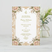 Romantic Pink Rose Gold Wedding 招待状 (スタンド正面)