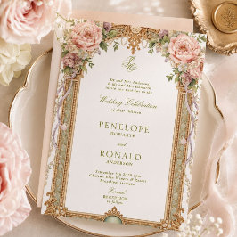 Romantic Pink Rose Gold Wedding 招待状