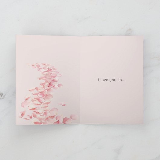 Romantic Pink Rose Petals Candle Love カード (内部)