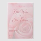 Romantic Pink Rose Wedding Invitation ベラム紙招待状 (正面)