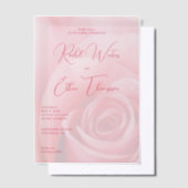 Romantic Pink Rose Wedding Invitation ベラム紙招待状 (オフセット)