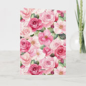 Romantic Pink Roses Floral Forever Love カード (裏面)
