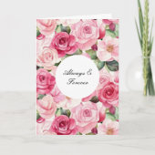Romantic Pink Roses Floral Forever Love カード (正面)
