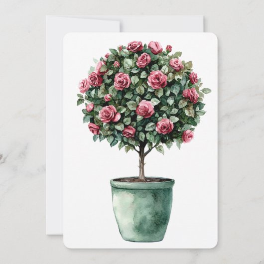 Romantic Pink Roses Floral Tree Bridal Shower 招待状 (裏面)