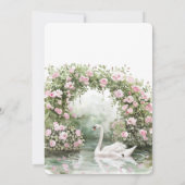 Romantic Pink Roses Swan Lake Floral Bridal Shower 招待状 (裏面)