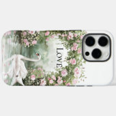 Romantic Pink Roses Swan Lake Floral Case-Mate iPhoneケース (裏面 (横))