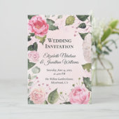 Romantic Pink Roses Wedding Invitation 招待状 (スタンド正面)