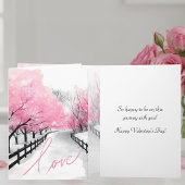 Romantic Pink Snow Scene Valentine's Day Card カード