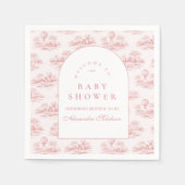 Romantic Pink Toile Baby Shower スタンダードカクテルナプキン (正面)