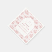 Romantic Pink Toile Baby Shower スタンダードカクテルナプキン (角)