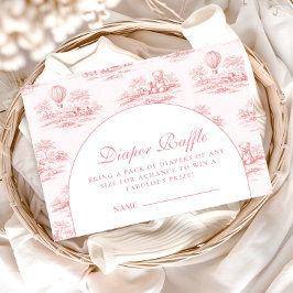 Romantic Pink Toile Baby Shower Diapper Raffle エンクロージャーカード