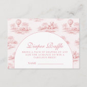 Romantic Pink Toile Baby Shower Diapper Raffle エンクロージャーカード (正面)