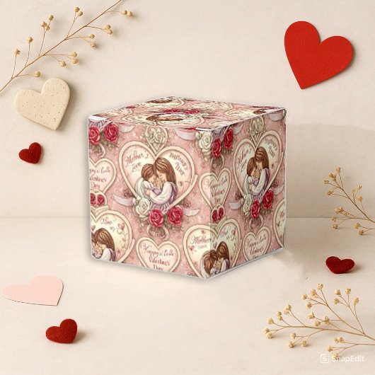 Romantic Pink Vintage Cherub Heart Pattern フェイバーボックス