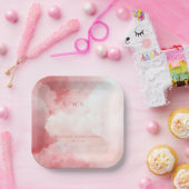 Romantic Pink Watercolor Clouds ペーパープレート (パーティー)