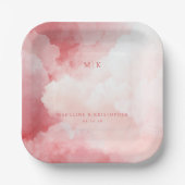 Romantic Pink Watercolor Clouds ペーパープレート (正面)