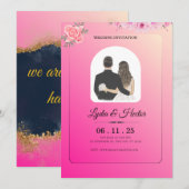 -Romantic-Pink-Watercolor-Floral-Couple-Wedding- シーズンカード (正面/裏面)