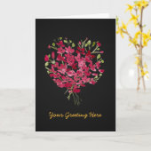 Romantic Pink Watercolor Floral Heart Blank Card カード (黄色い花)