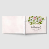 Romantic Pink Watercolor Floral Wedding  ゲストブック (全面)