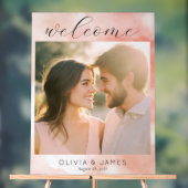 Romantic Pink Watercolor Photo アクリルサイン (ニュートラル)