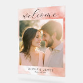 Romantic Pink Watercolor Photo アクリルサイン (傾斜)